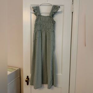 Old Navy Green and White Gingham Smocked Dress